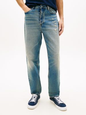 Tommy Jeans Distressed Straight Jean, Medium Wash Denim