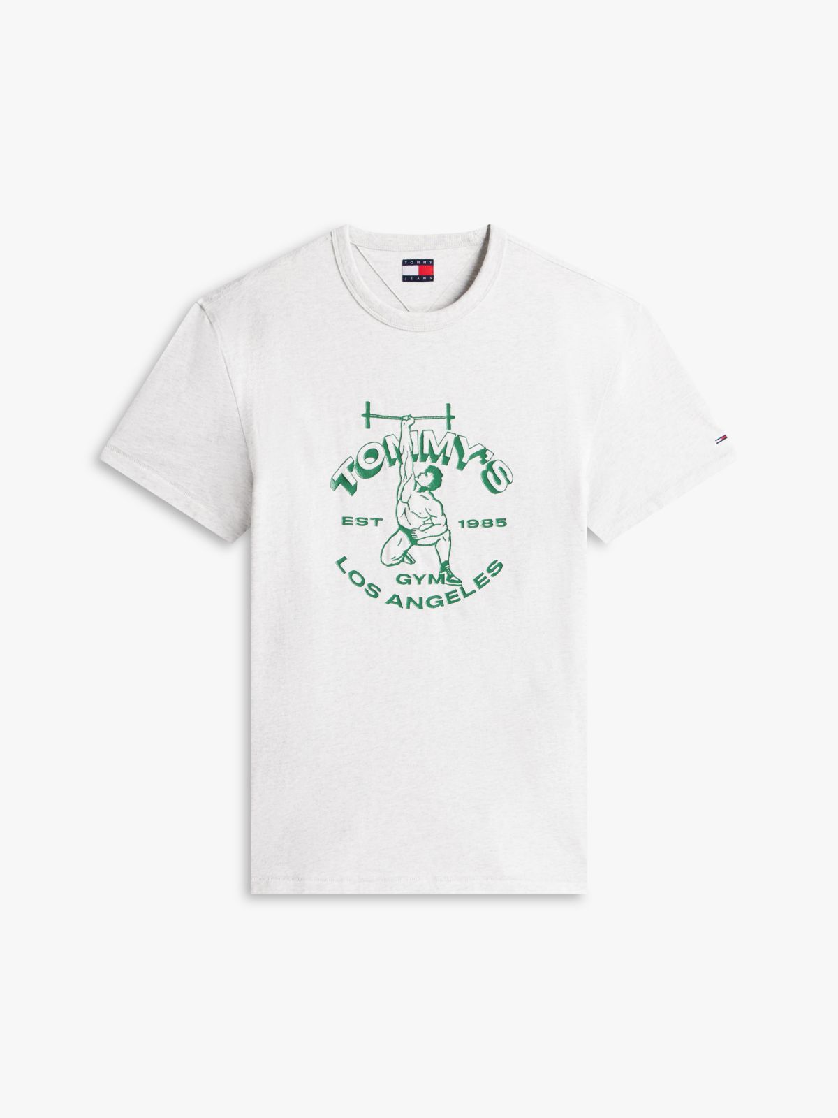 Tommy Jeans Weightlifter Logo T-Shirt — Ice Grey Heather
