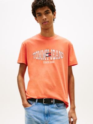 Tommy Jeans Wavy Flag Logo T-Shirt, Horizon Orange