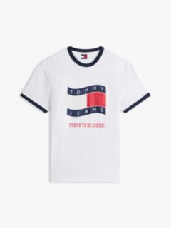 Tommy Jeans Wavy Flag Ringer T-Shirt — Ice Grey Heather 5