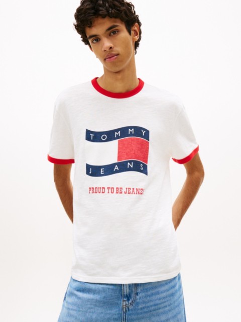 Мужские футболки Tommy Hilfiger Tommy Jeans Wavy Flag Ringer T-Shirt