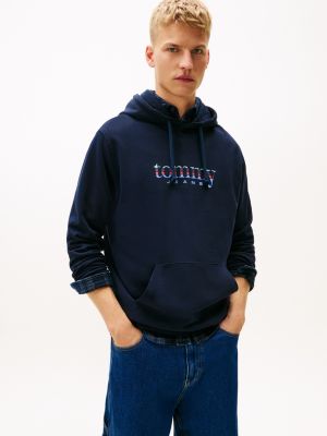 Tommy Jeans Stripe Logo Hoodie, Dark Navy