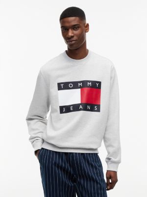 Tommy Jeans Big Flag Logo Sweatshirt, Ice Grey Heather