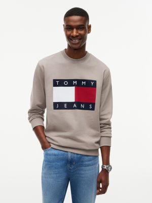 Tommy Jeans Big Flag Logo Sweatshirt, Limestone Dust
