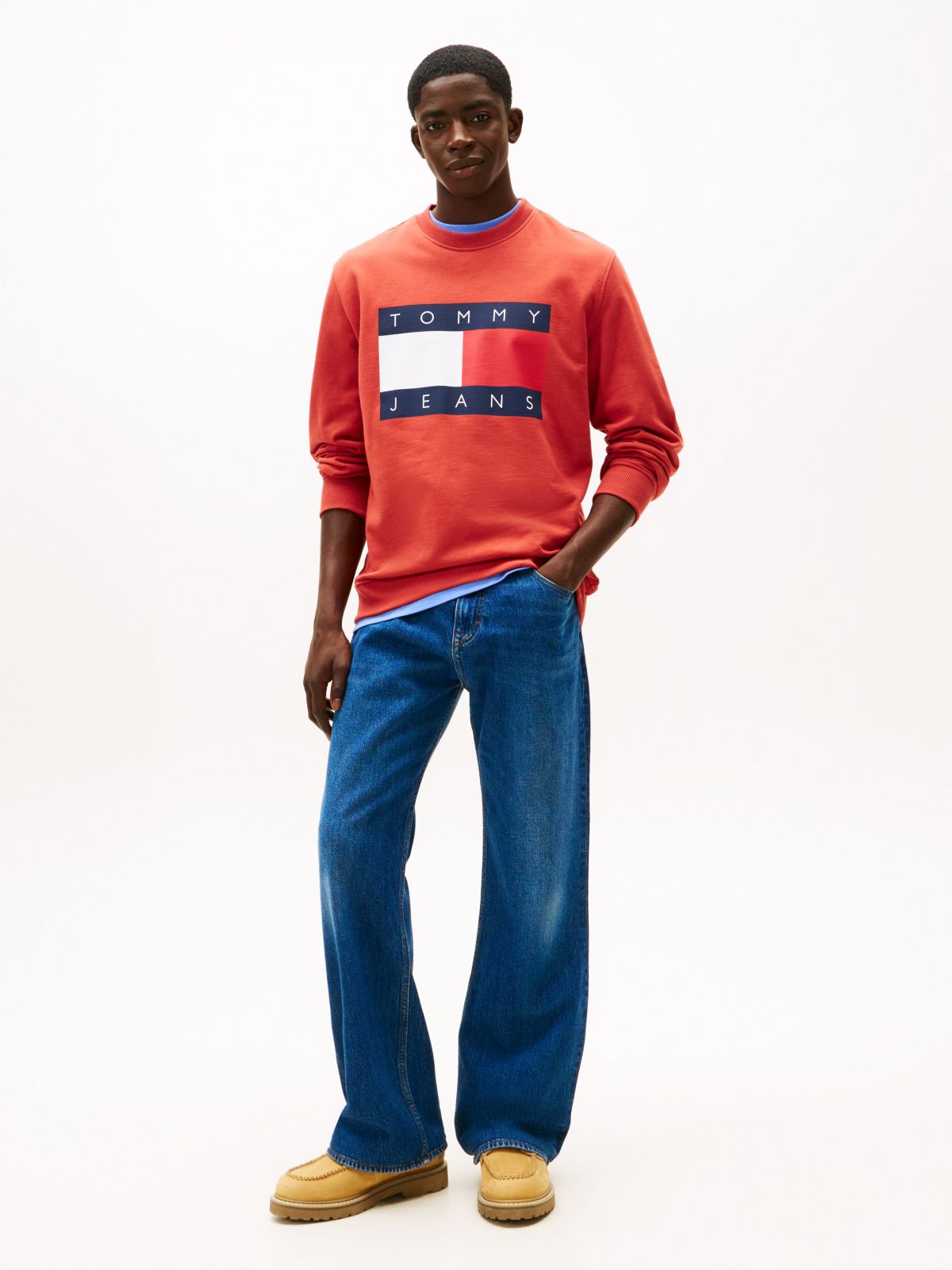 Tommy Jeans Big Flag Logo Sweatshirt — Terracotta Red