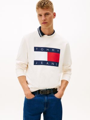 Tommy Jeans Big Flag Logo Sweatshirt, Ancient White