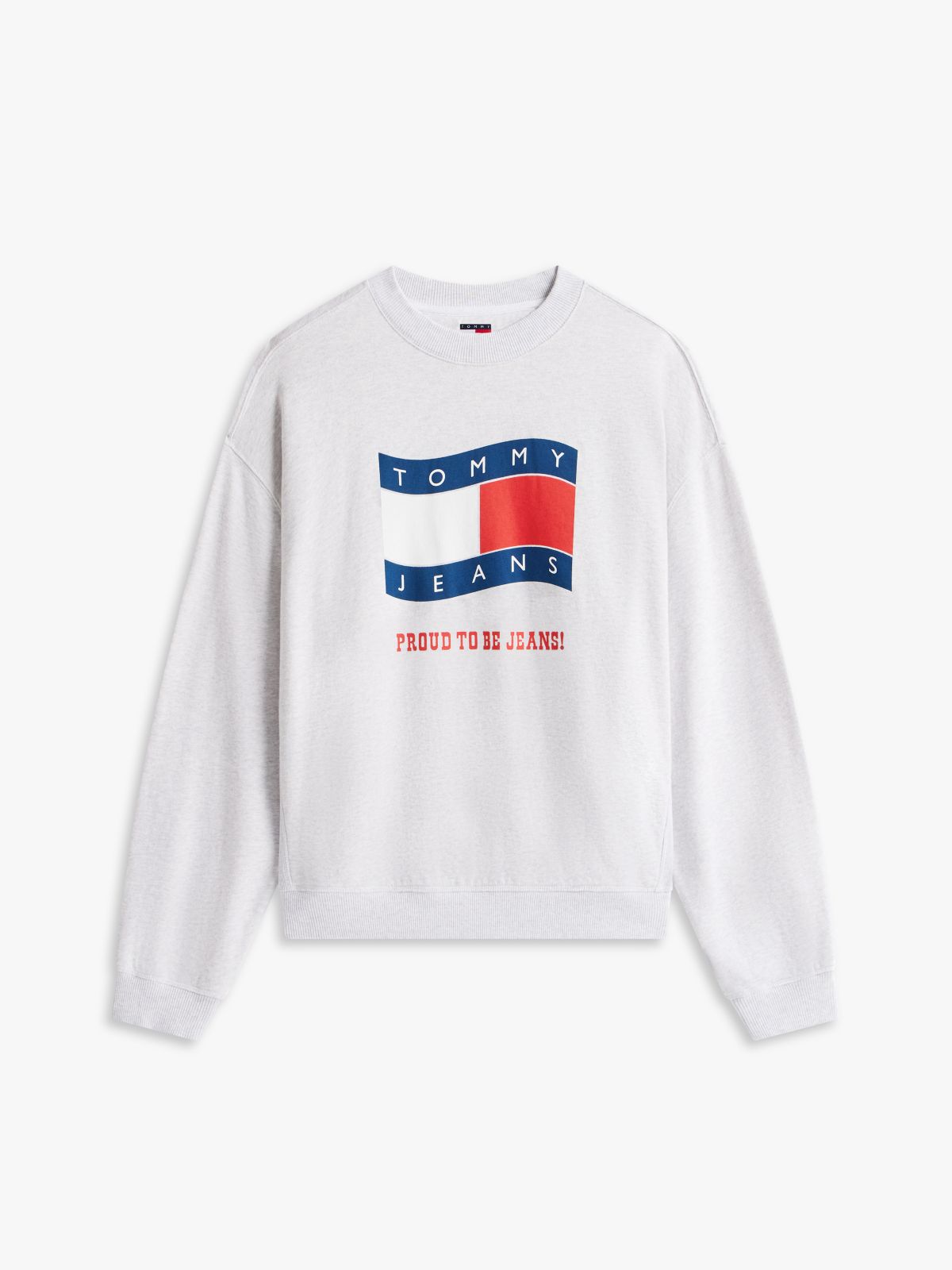 Tommy Jeans Wavy Flag Logo Sweatshirt — Ice Grey Heather
