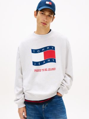 Tommy Jeans Wavy Flag Logo Sweatshirt, Ice Grey Heather