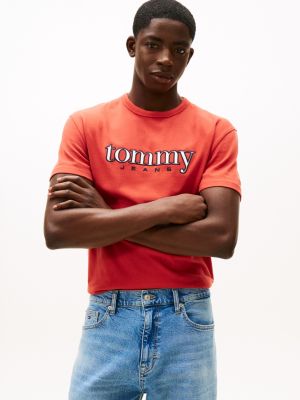 Tommy Jeans Embroidered Logo T-Shirt, Terracotta Red