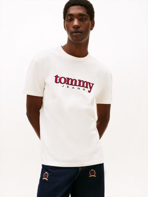 Tommy Jeans Embroidered Logo T-Shirt, Ancient White
