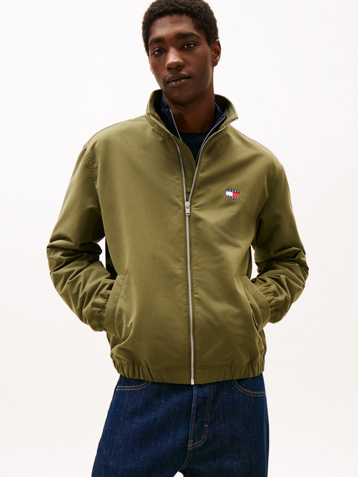Tommy Jeans Water-Repellent Zip Jacket — Dark Greenery