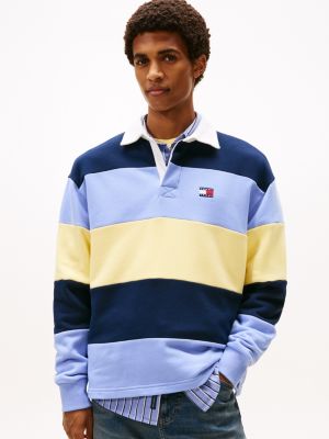 Tommy Jeans Relaxed Rugby Sweatshirt, Navy/Nordic Iris/Yellow Stripe