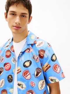 Tommy Jeans Printed Poplin Camp Shirt — Blue Twilight 3