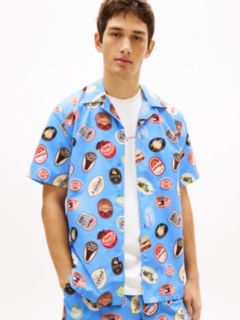 Tommy Jeans Printed Poplin Camp Shirt — Blue Twilight 1