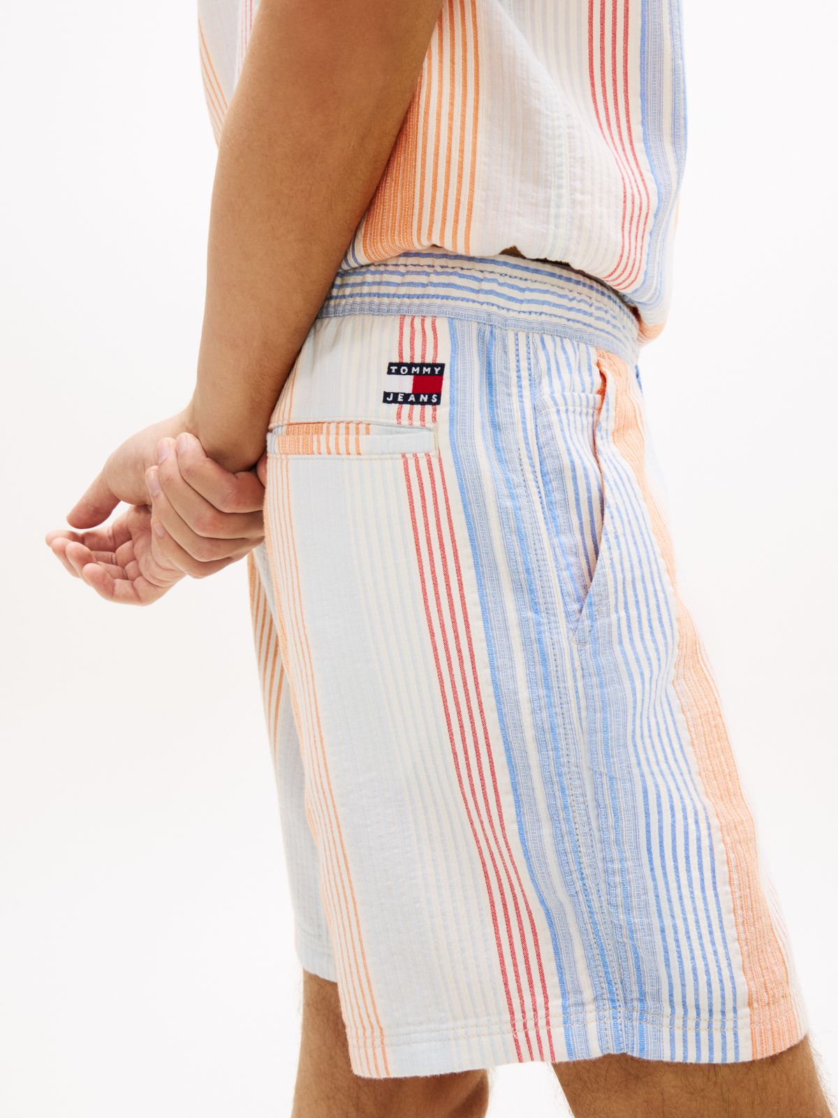 Tommy Jeans Striped Dobby Short — Ancient White/Multi Stripe