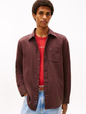 Tommy Jeans Brushed Flannel Shirt, Walnut