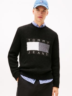 Tommy Jeans Flag Alpaca-Blend Sweater, Black