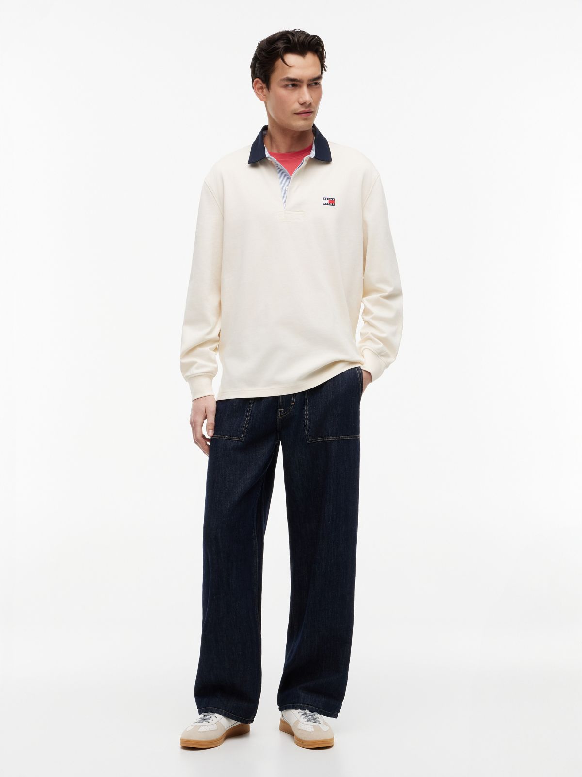 Tommy Jeans Relaxed Fit Rugby Polo — Cream
