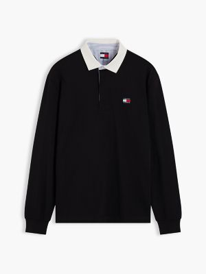 Мужское поло Tommy Jeans Relaxed Fit Rugby Polo, цвет: Чёрный — фото 5