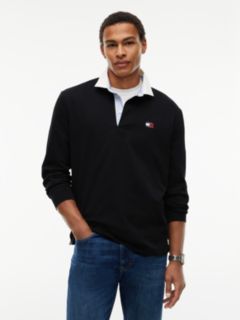 Tommy Jeans Relaxed Fit Rugby Polo — Black 1