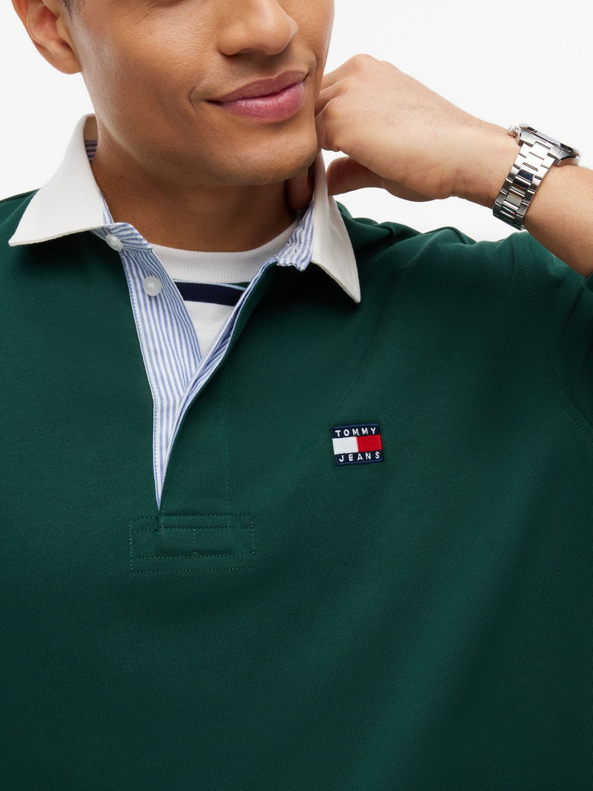 Tommy Jeans Relaxed Fit Rugby Polo — Velvet Green