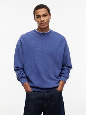 Tommy Jeans Waffled Sweatshirt, Blue Storm