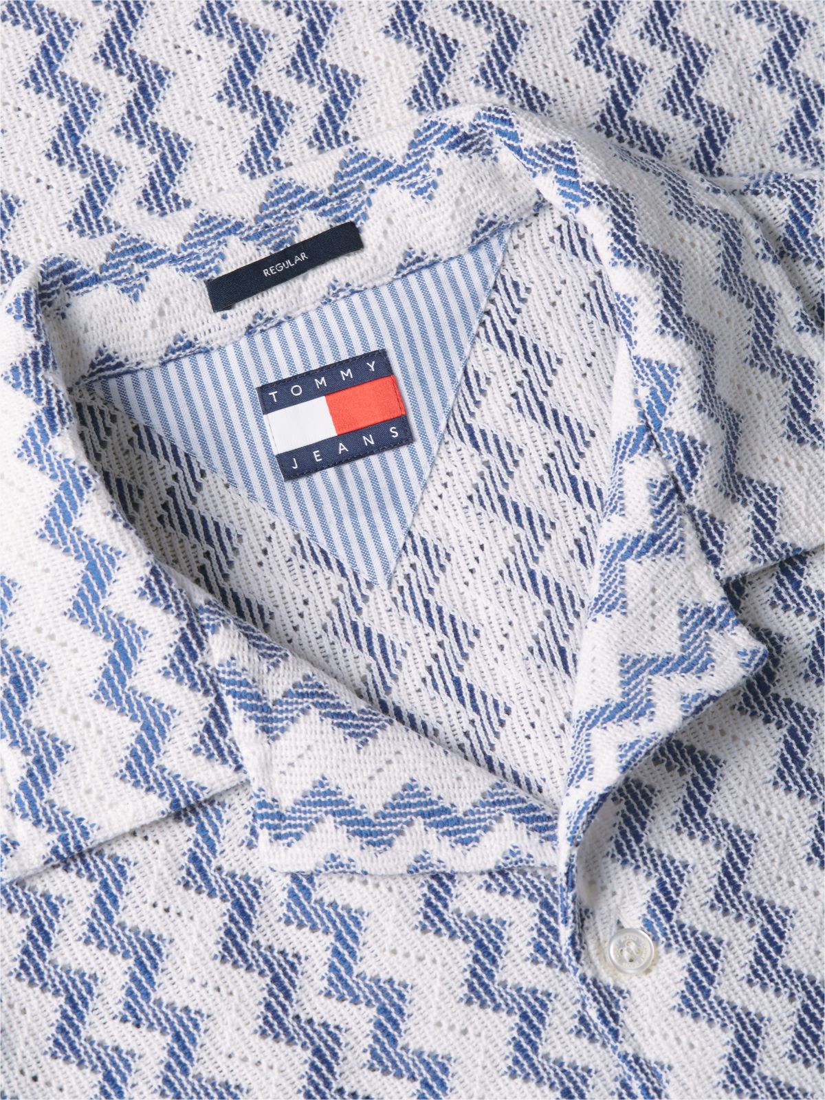 Tommy Jeans Open Weave Camp Shirt — Providence Blue
