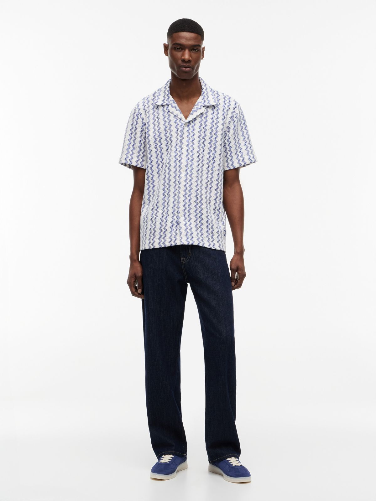 Tommy Jeans Open Weave Camp Shirt — Providence Blue