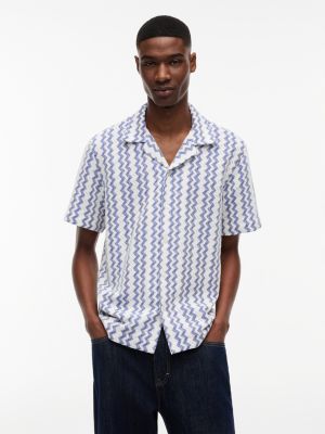 Tommy Jeans Open Weave Camp Shirt, Providence Blue