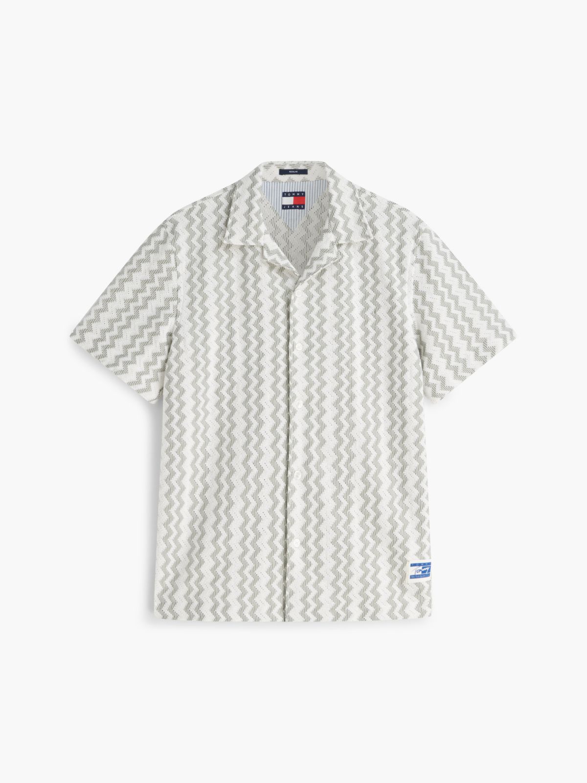 Tommy Jeans Open Weave Camp Shirt — Spring Olive