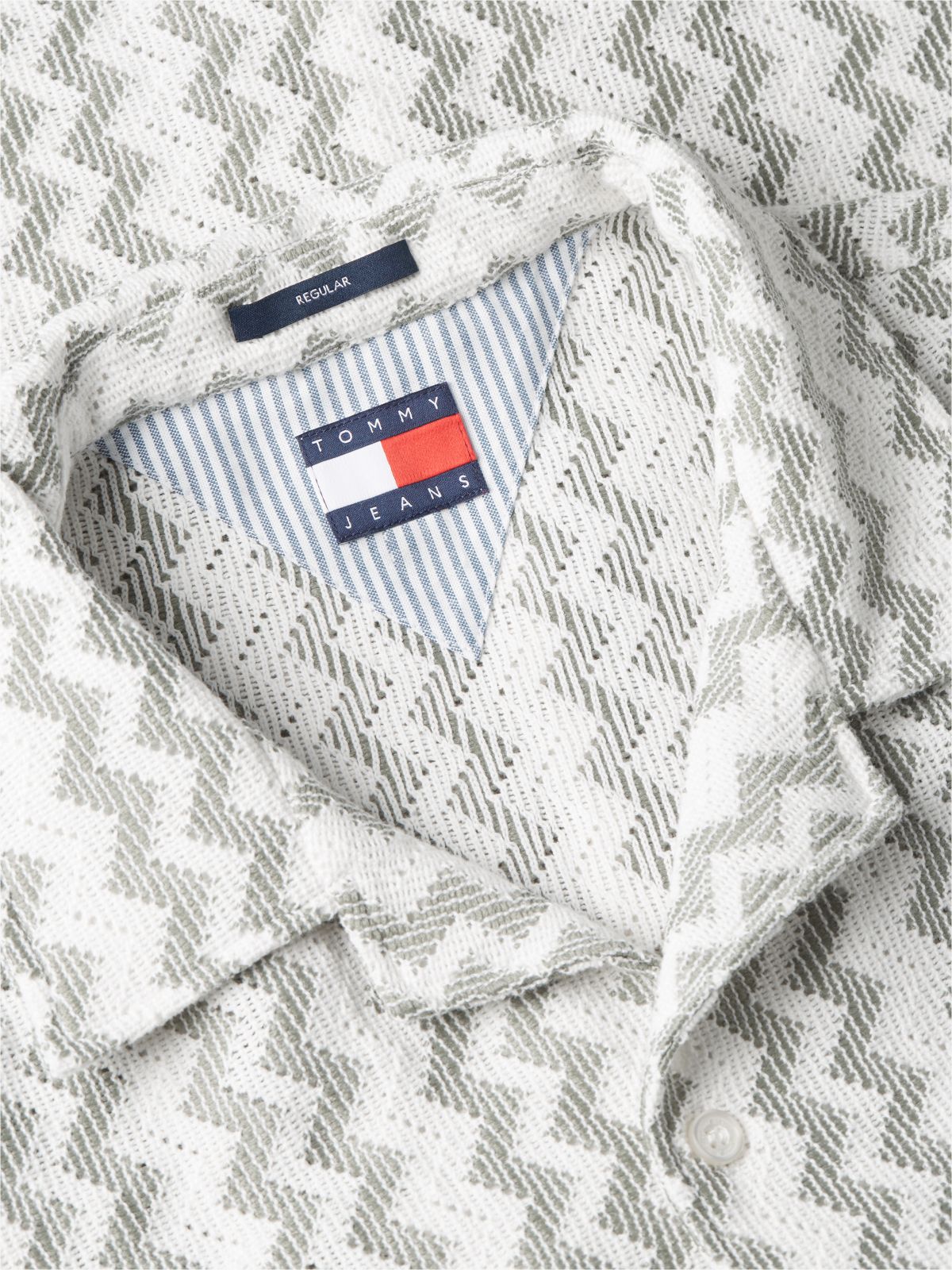 Tommy Jeans Open Weave Camp Shirt — Spring Olive