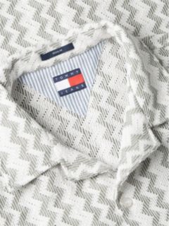 Tommy Jeans Open Weave Camp Shirt — Spring Olive 7