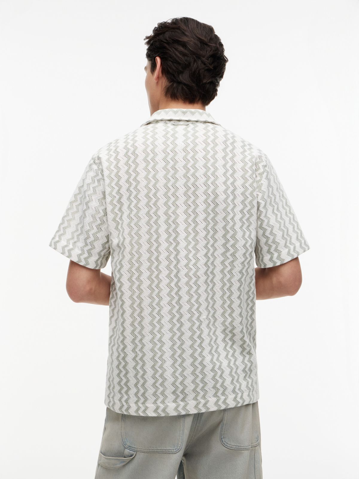 Tommy Jeans Open Weave Camp Shirt — Spring Olive