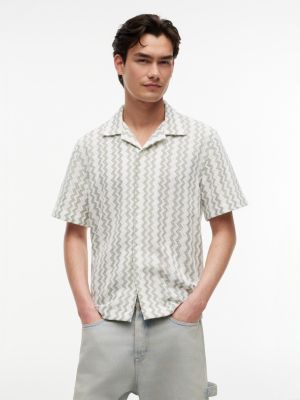Tommy Jeans Open Weave Camp Shirt, Spring Olive