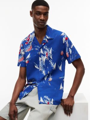 Мужские рубашки Tommy Hilfiger Tommy Jeans Sailboat Print Camp Shirt — фото 3