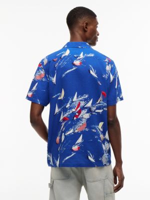 Мужские рубашки Tommy Hilfiger Tommy Jeans Sailboat Print Camp Shirt — фото 4