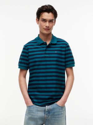 Tommy Jeans Regular Fit Striped Polo, Polar Teal/Navy Stripe
