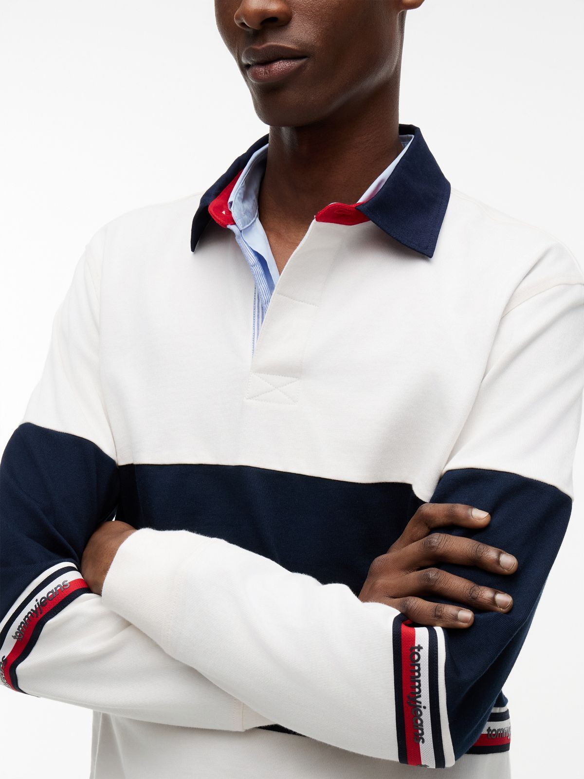Tommy Jeans Colorblock Rugby Sweatshirt — Ancient White