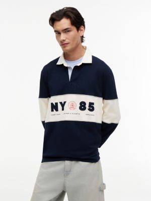 Tommy Jeans NY 85 Logo Rugby Polo, Navy