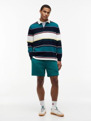 Мужское поло Tommy Jeans Relaxed Striped Rugby Polo, цвет: Тёмно-синий разноцветный полосатый — фото 2