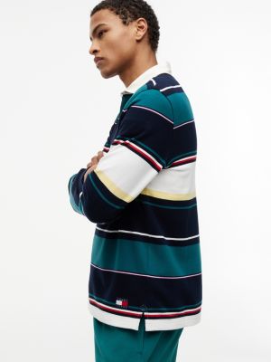 Мужское поло Tommy Jeans Relaxed Striped Rugby Polo, цвет: Тёмно-синий разноцветный полосатый — фото 3