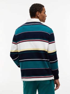 Мужское поло Tommy Jeans Relaxed Striped Rugby Polo, цвет: Тёмно-синий разноцветный полосатый — фото 4