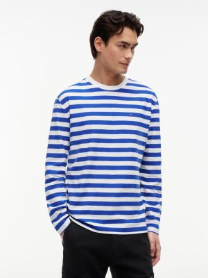 Tommy Jeans Long-Sleeve Striped T-Shirt, Blue/White Stripe