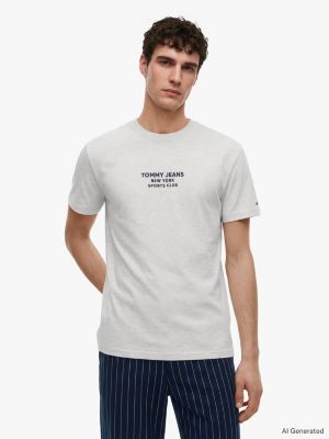 Tommy Jeans Sports Club Logo T-Shirt, Ice Grey Heather