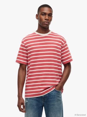 Tommy Jeans Relaxed Fit Striped T-Shirt, Anthem Red/White Stripe