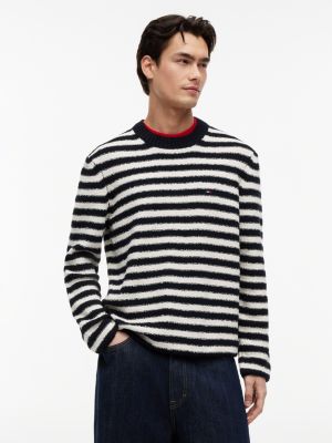 Tommy Jeans Striped Boucle Sweater, Navy/White Stripe