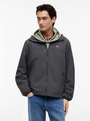 Tommy Jeans Packable Chicago Windbreaker, Washed Black