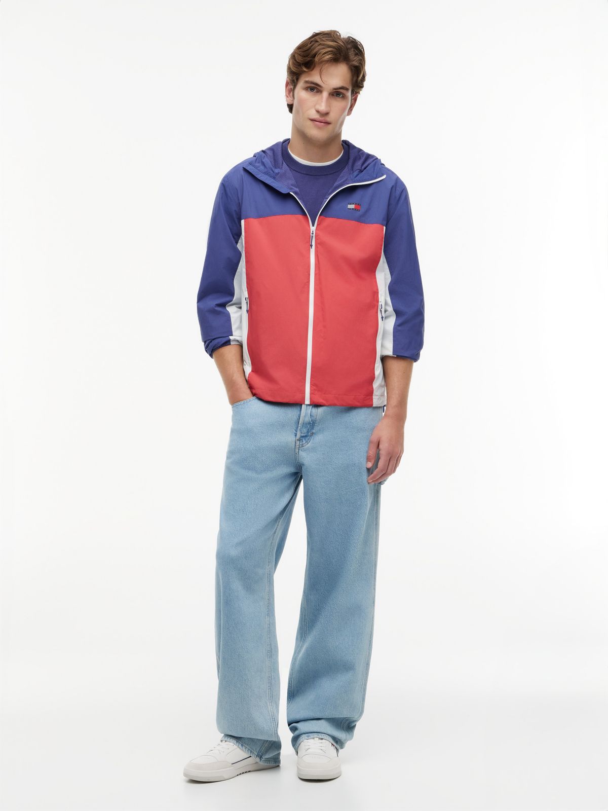 Tommy Jeans Packable Chicago Windbreaker — Anthem Red Multi