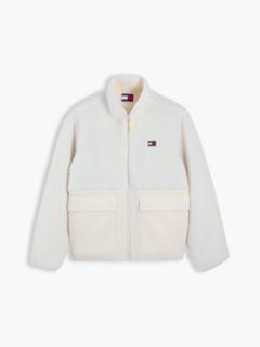 Tommy Jeans Mixed-Media Teddy Jacket — Cream 5