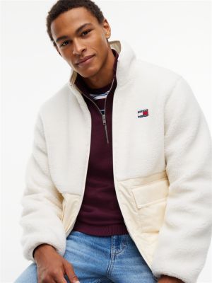 Мужская куртка Tommy Jeans Mixed-Media Teddy, цвет: Кремовый — фото 3